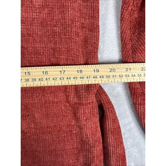 Selfie Leslie Diva Velvet Yarn Knit Sweater Dress Puff Sleeve Rust Womens Size L - Picture 9 of 15